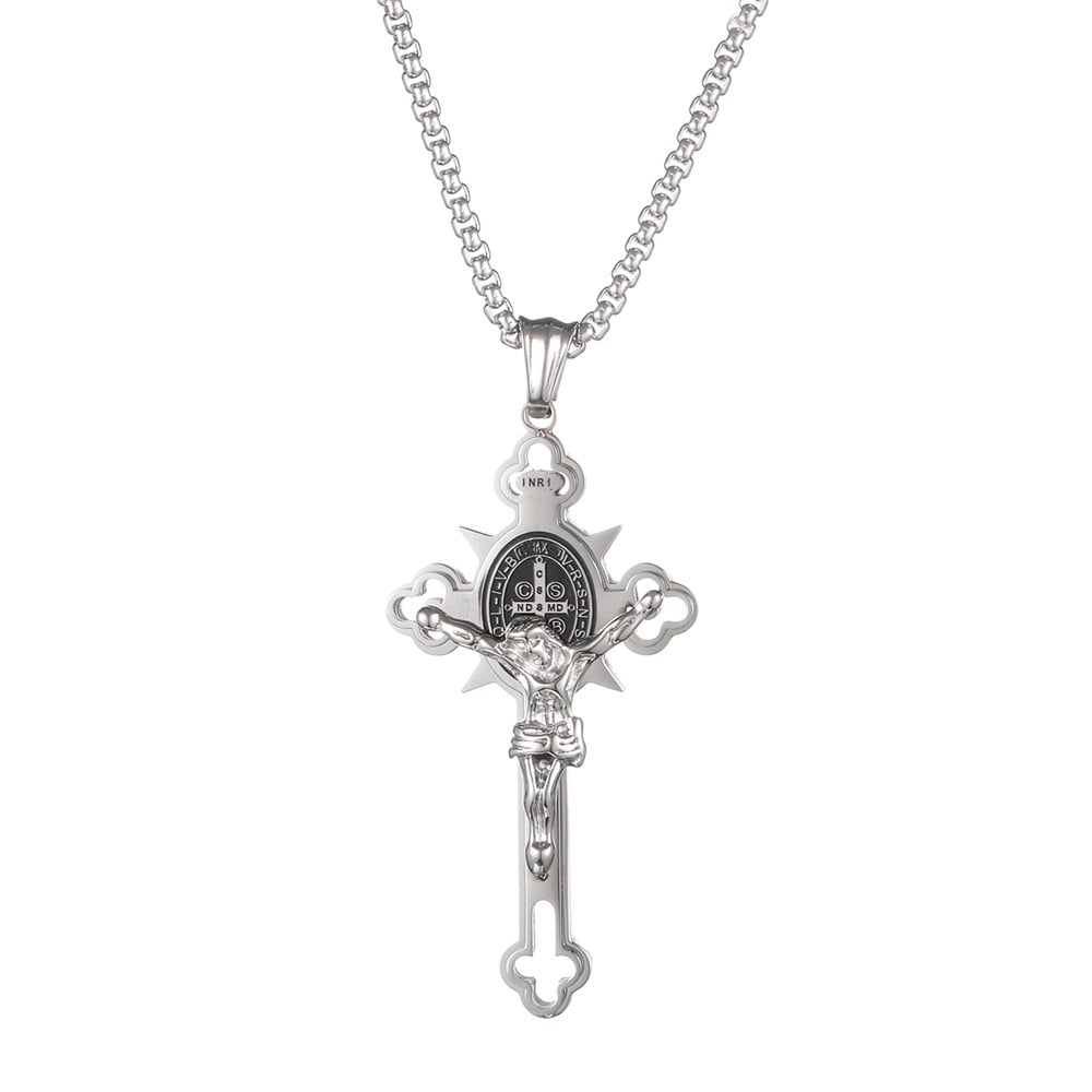 🎁TikTok Spring Last Day Promotion 48% OFF-🎁-ST.Benedict Protection Cross Power Pendant Necklace🙏