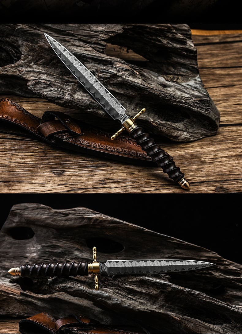 Cicada Damascus Survival Knife