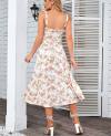 Floral Midi Corset Dress Boho Flowy Slit Lace Up Dresses for Women Going Out A Line Casual Sundress