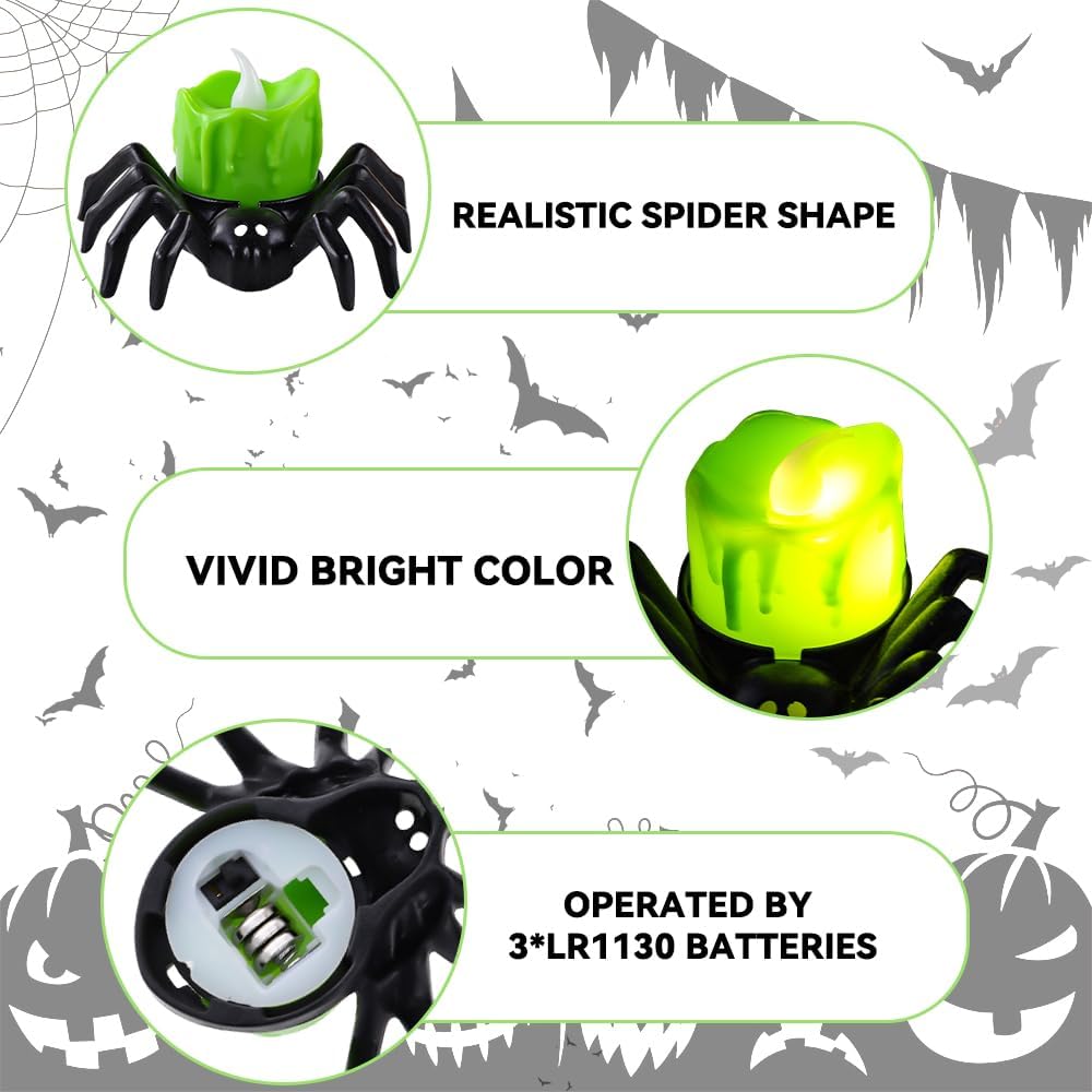 💥LAST DAY SALE 50% OFF💥Halloween LED Candle Lamp with Creepy Spider Decor