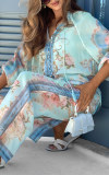 Women's V-neck Holiday Print Casual Suit