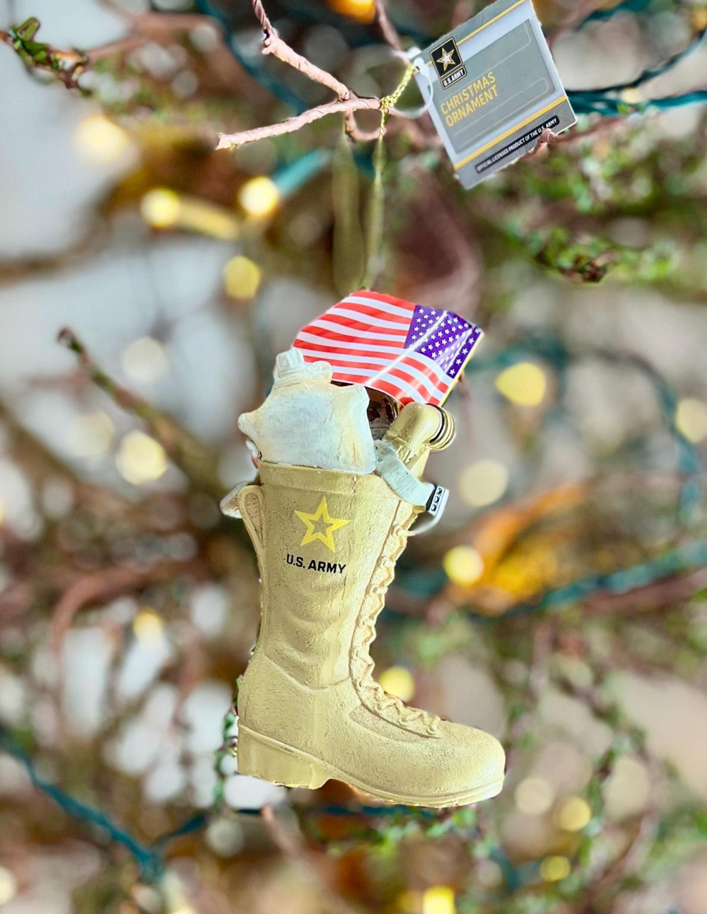 👢Handmade- Army Boot with U.S. Flag Ornament