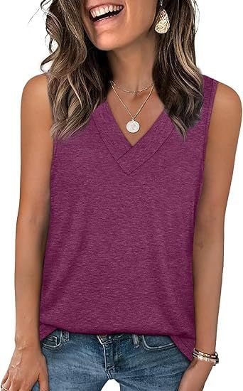 🔥Letzter Tag 70% Rabatt ✨Damen ärmellos V-ausschnitt Abnehmen lockere Passform Casual Tank Top T-Shirt