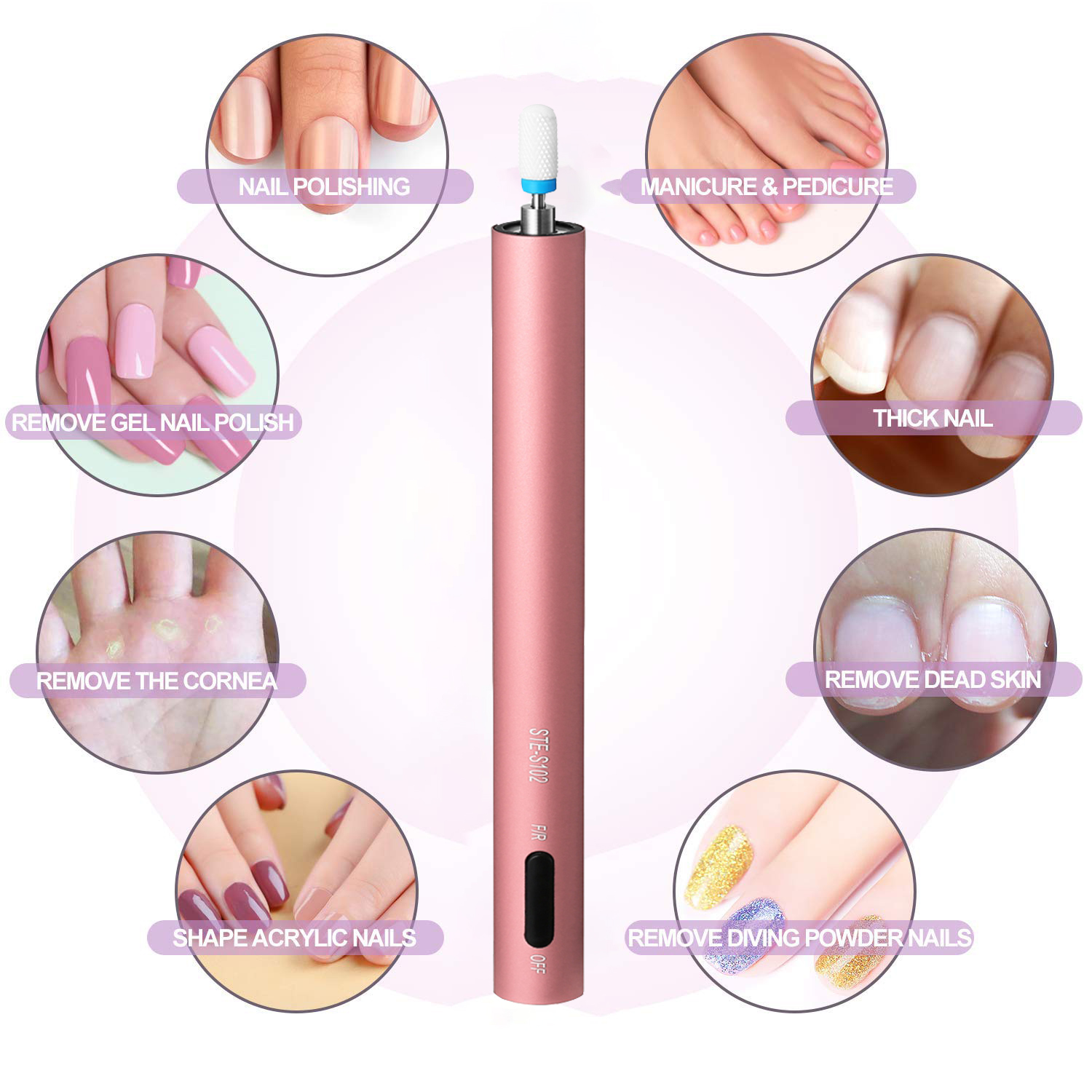 (Summer Flash Sale- 50% OFF) Upgraded Professional Cordless Portable USB Rechargeable Nail Polisher