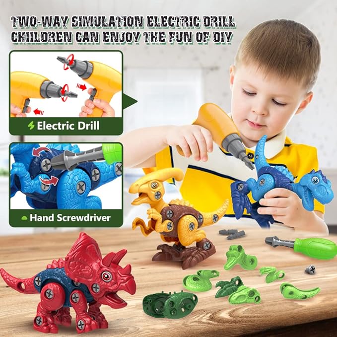 ⏰LAST DAY SALE 50% OFF💥Electric Screwdriver Dinosaur DIY Assembly Toy Kit