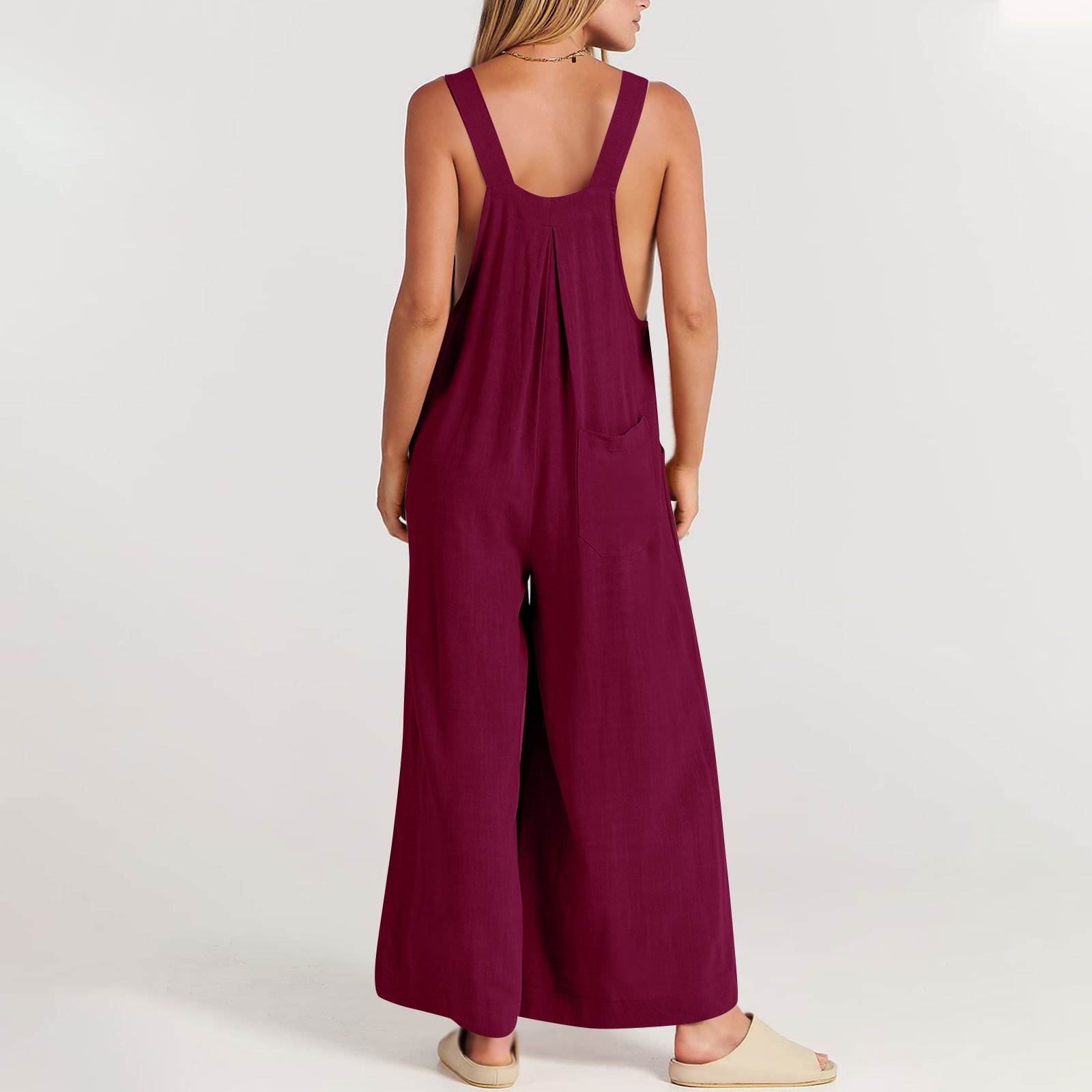 🔥Last Day 65% OFF🔥-Women's Sleeveless Wide Leg Jumpsuit with Pockets-BUY 2 FREE SHIPPING