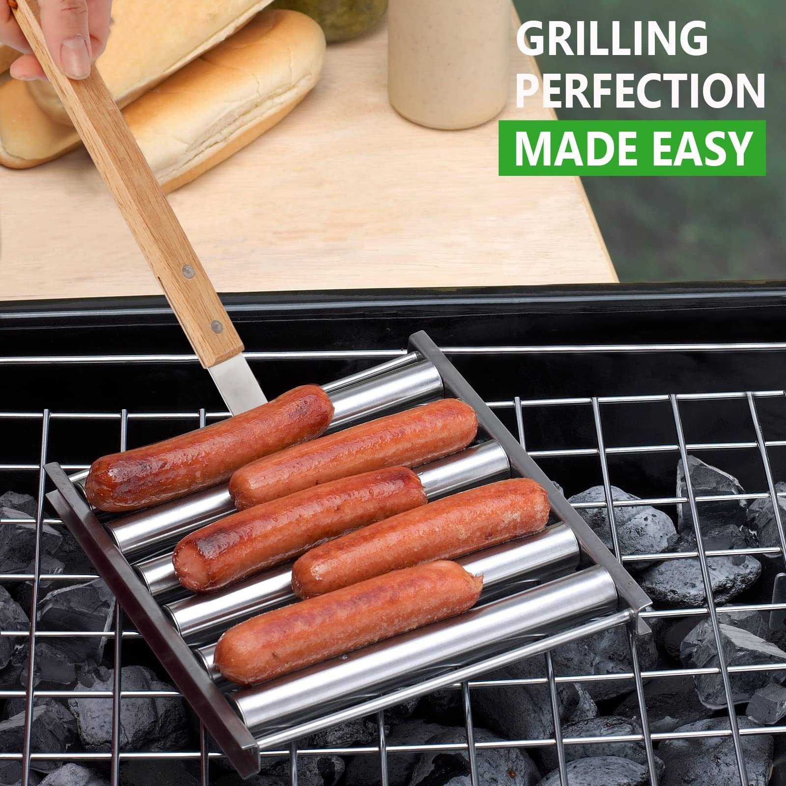 🔥 49% OFF🔥-Hotdog Roller Stainless Steel Sausage Roll Rack