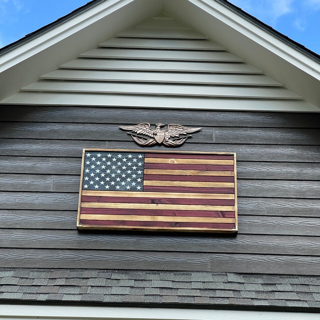 🔥Handmade American Eagle (w/ flag and crest) Indoor/Outdoor Wall Hanging