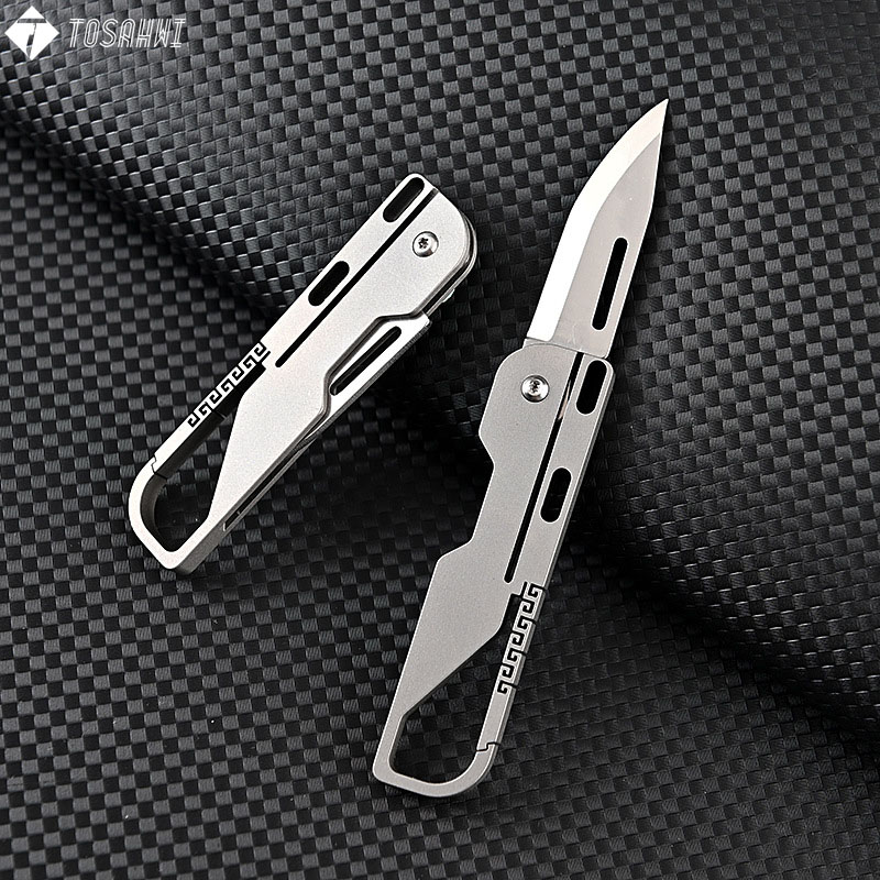 TOSAHWI Handmade Titanium Keychain Mini Pocket Knife-1314