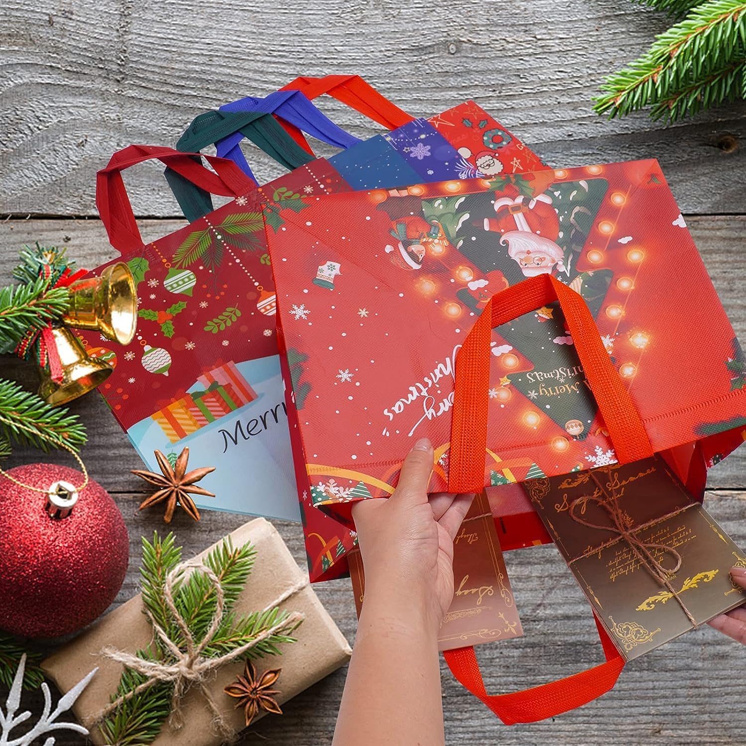 🔥Last Day Promotion 70% OFF🔥Christmas Gift Bags Large Reusable Tote Bags