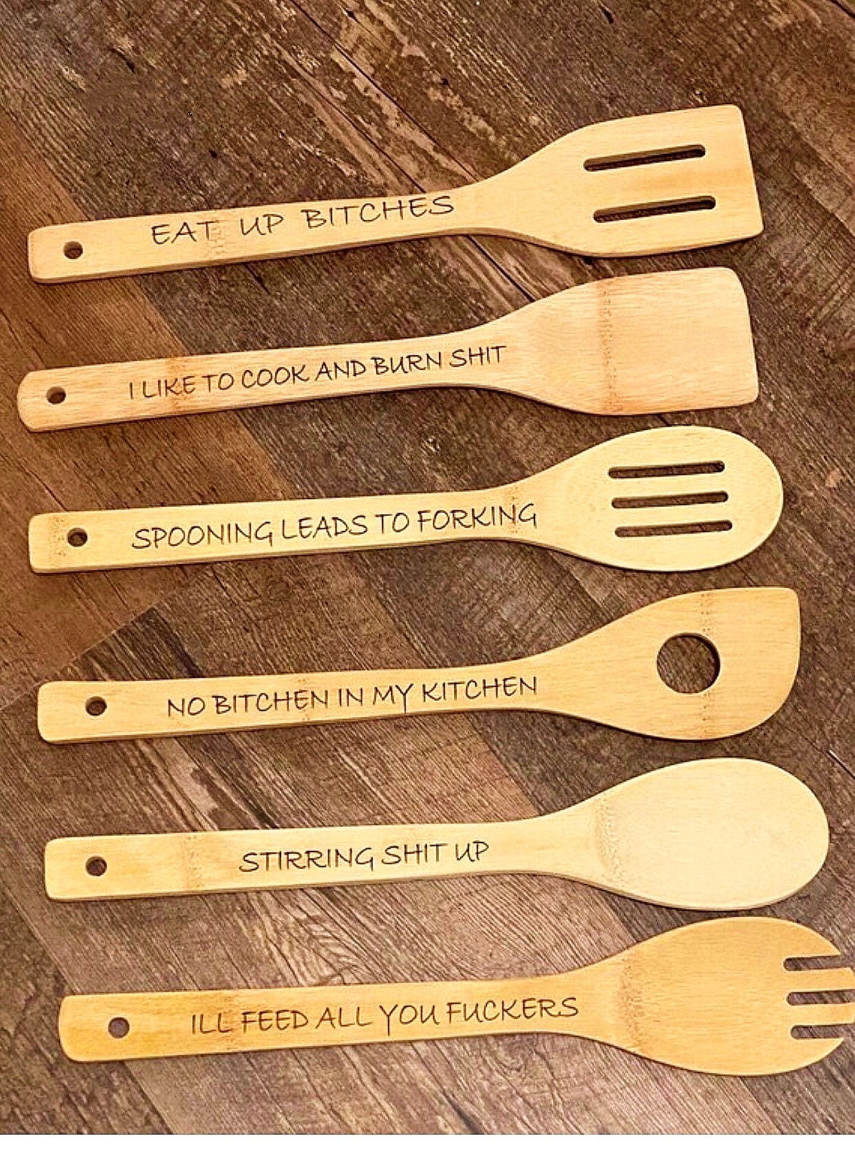 🤣Funny Wooden Spoon Set ( 6 pcs )