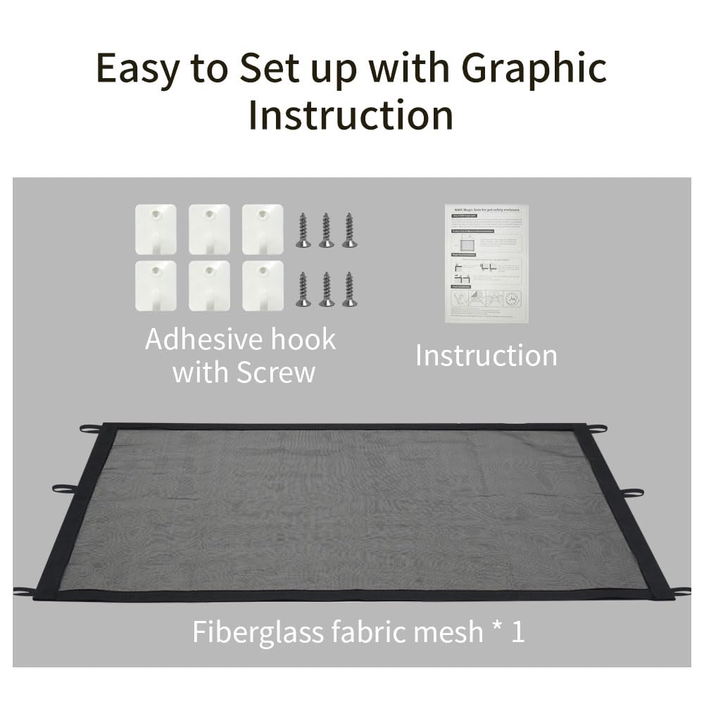 NWK Magic Pet Gate for The House Stairs Providing a Safe Enclosure for Pets to Play and Rest, 6 Loops Design (30'' X 50'')