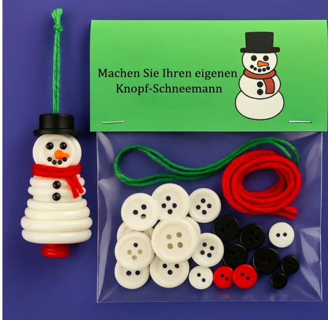 ☃️ DIY-Knopf-Schneemann-Ornament-Kit- schnell versendet