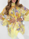 Women's Stand Collar Chiffon Printed Casual Top