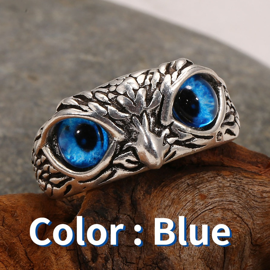 🔥LAST DAY 50% OFF🔥925 Sterling Silver Demon Eye Owl Ring Adjustable