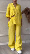 Women's V-neck Cotton and Linen Casual Suit