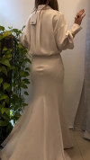 Ladies Lapel Satin Slit Elegant Suit