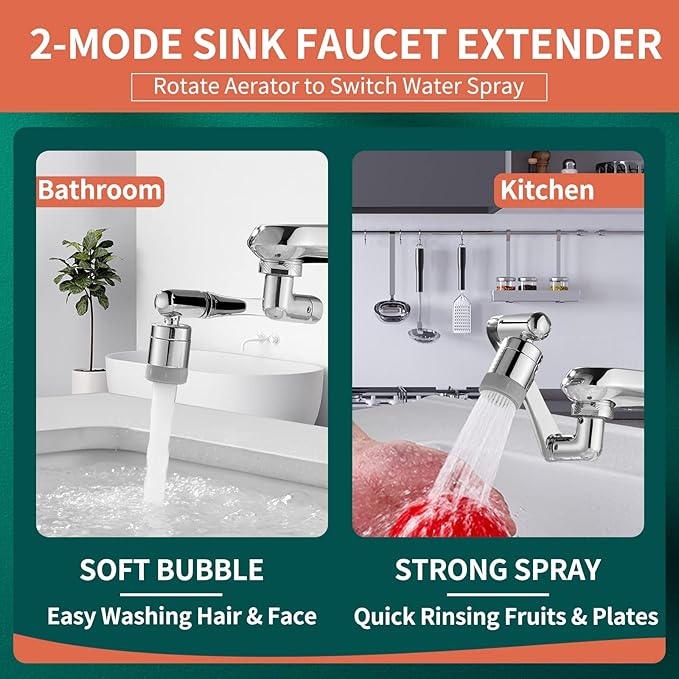 ⏰LAST DAY SALE 50% OFF💥Universal 1440° Dual-Spray Rotating Faucet