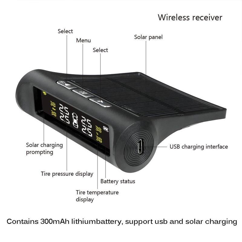 Solar Power Car Tire Pressure Monitoring Tool