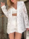 Women's Lapel Lace Cutout Coat