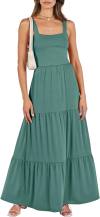 ANRABESS Women Dresses 2024 Summer Sleeveless Maxi Dress Casual Spaghetti Strap Tiered Flowy Beach Long Sun Dress