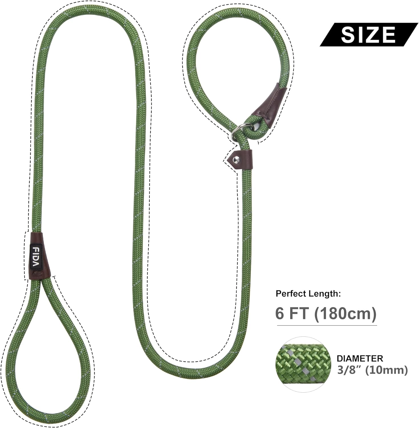 Fida Durable Slip Lead Dog Leash, 6 FT x 1/2