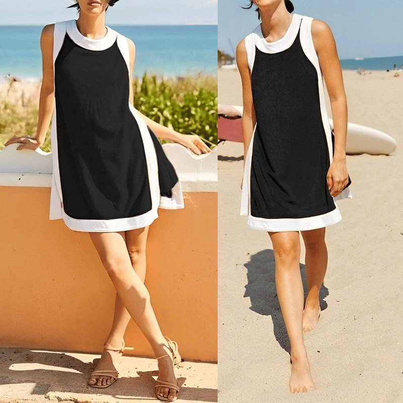 Last Day Promotion 70% OFF - 🔥Women's 2-Piece Sets Color Block Crewneck Sleeveless Top + Skirt & Shorts w/ Pockets⚡Buy 2 Get Free Shipping