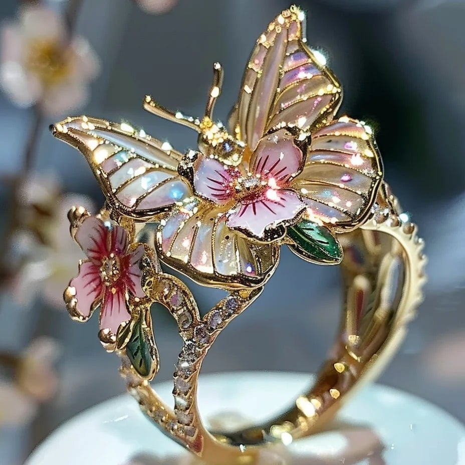 🔥LAST Sale 49% OFF - 🌸Butterfly Flower Ring🌸