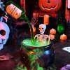 Halloween Witches Cauldron with Magical Floating Potion Bottles and Fog Maker Diffuser