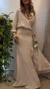 Ladies Lapel Satin Slit Elegant Suit