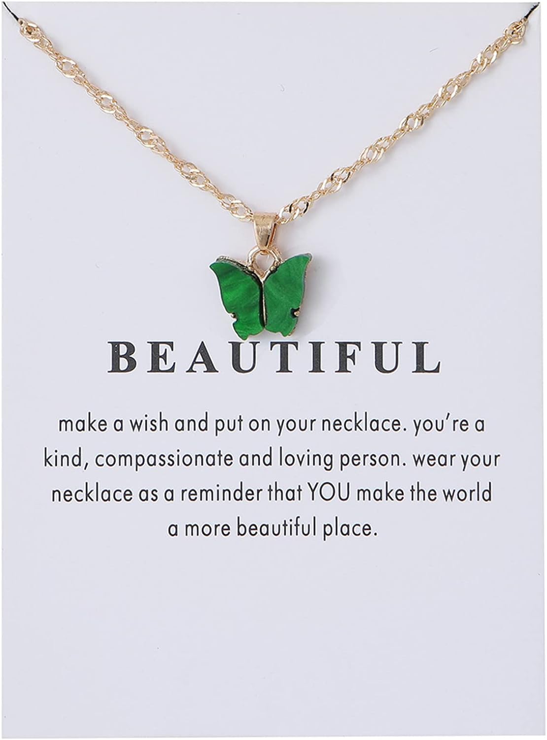 Colorful Acrylic Butterfly Pendant Necklace Bohemian Adjustable Retro Card Clavicle Chain Insect Animal Necklace for Women Girl Teen Friend Friendship Party Jewelry Gift