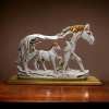 Galloping Horse Statue With Pony Stone Figurine