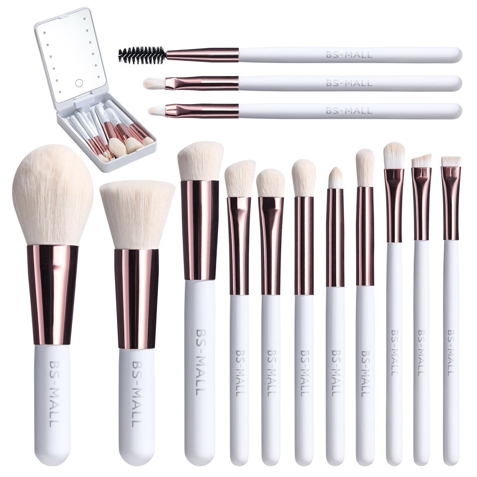 Tiktok Summer Sale🎉Travel Makeup Brush Set with LED light Mirror