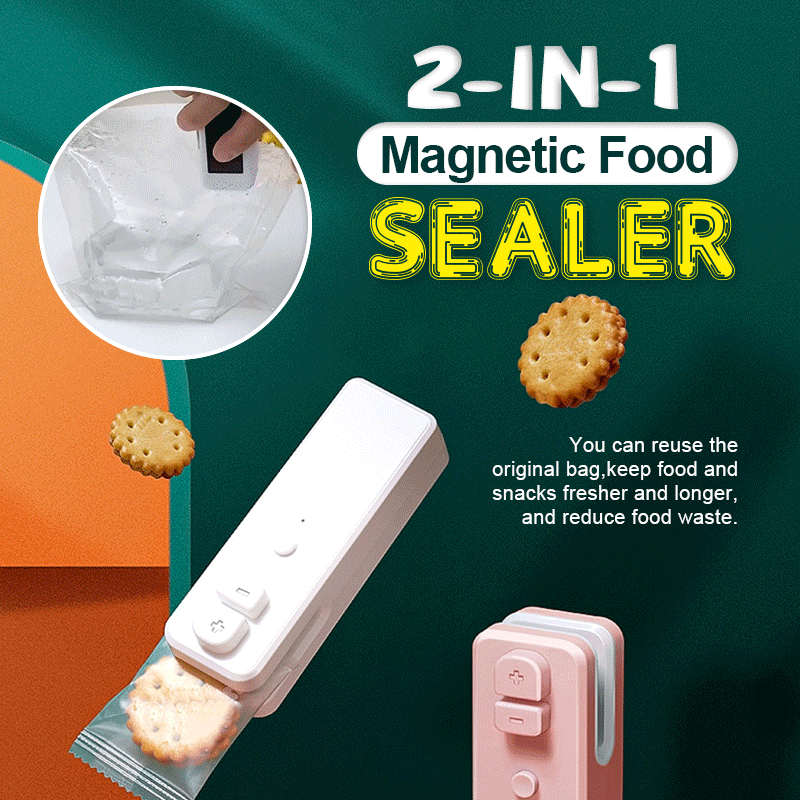 2-in-1 Magnetic Food Sealer,quickly seals and cuts