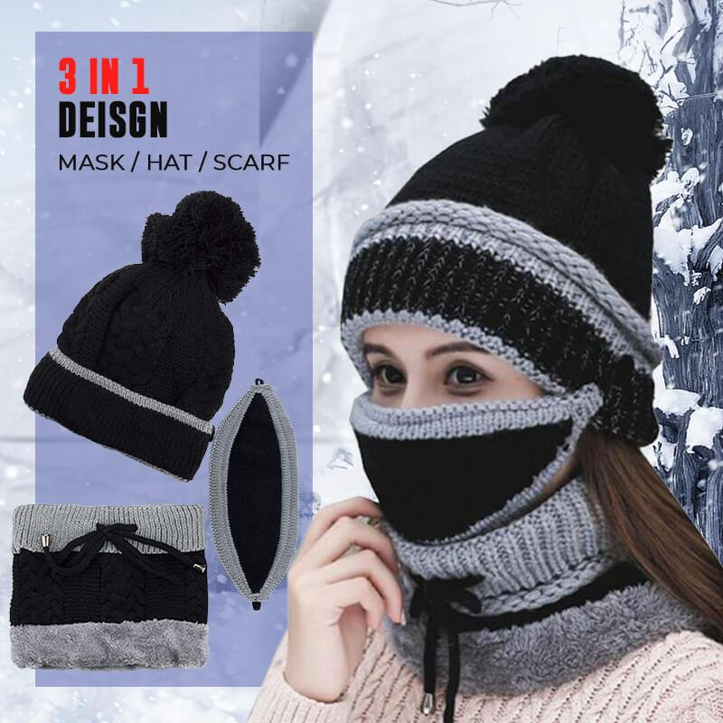 (🌲Early Christmas Sale- SAVE 48% OFF)Women 3 in 1 Warm Soft Knitted Outdoor Hats(buy 2 get free shipping)