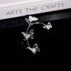 Vintage Crystal Butterfly Flower Ear Cuffs 2pcs Non-Pierced Sparkling Iced Out Rhinestone Butterfly Cartilage Climber Ear Wrap Prom Party Festival Ear Jewelry for Women