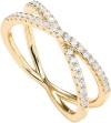 PAVOI 14K Gold Plated X Ring Simulated Diamond CZ Criss Cross Ring for Women