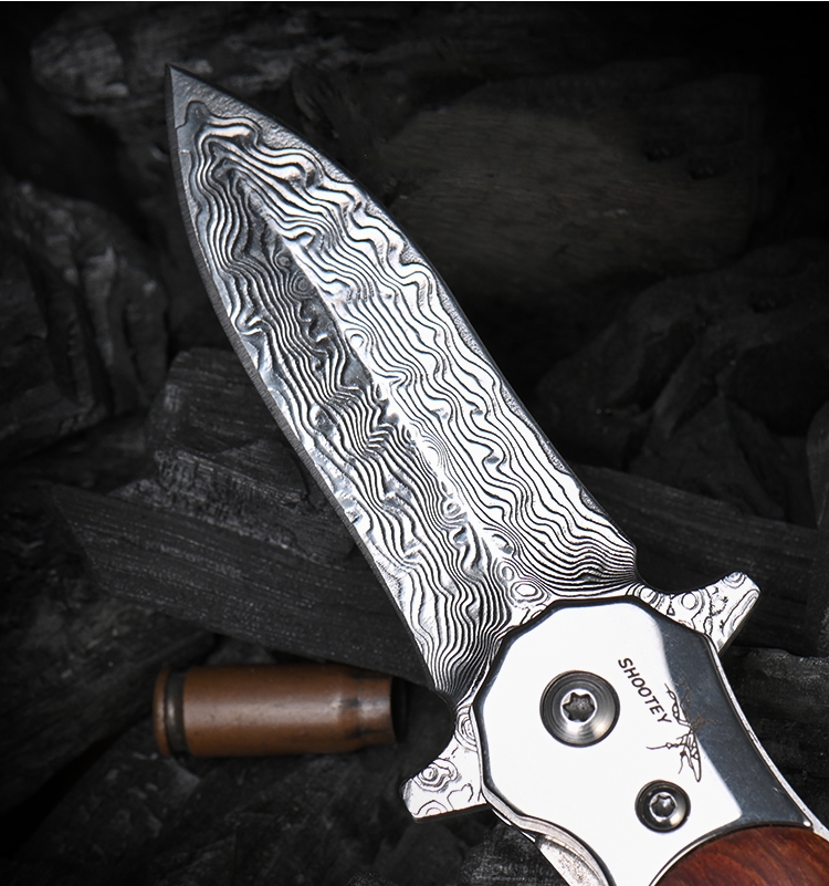 Damascus steel VG10 sharp pocket knife
