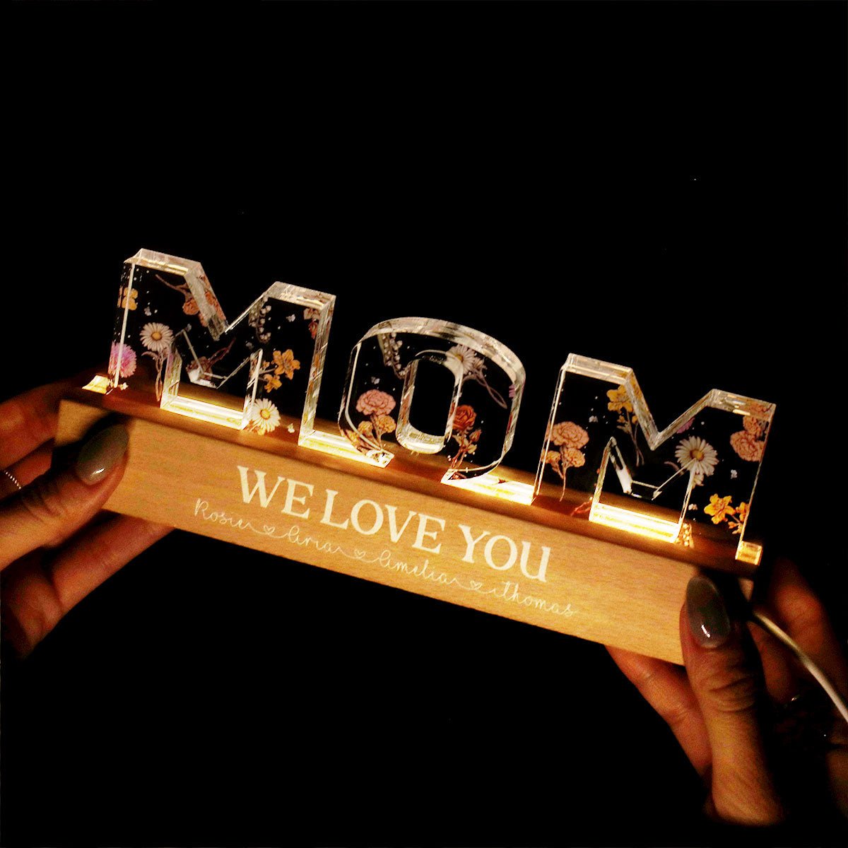 (🔥Last Day Promotion 50% OFF)Flower Printed LED Night Light, Birth Month Flower, Gift For Mom