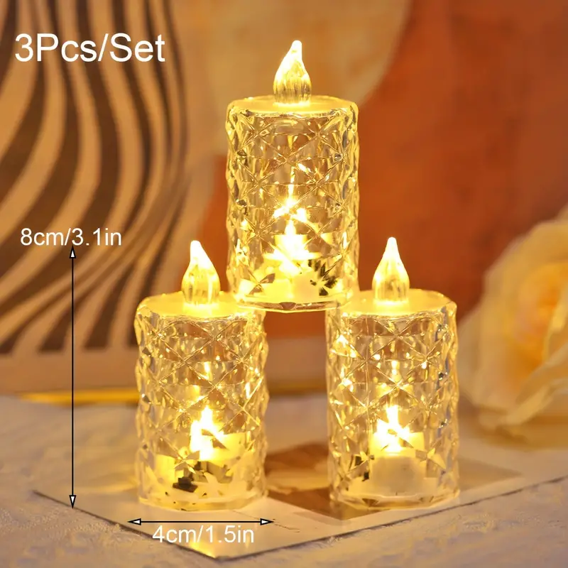 ON SALE🔥3pcs/SET Crystal Flameless Candle Light-Buy 4 Sets Free Shipping