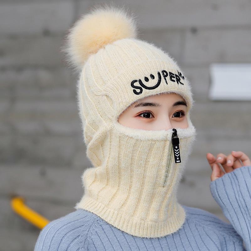 Wool Ball Plus Thick Knitted Hat