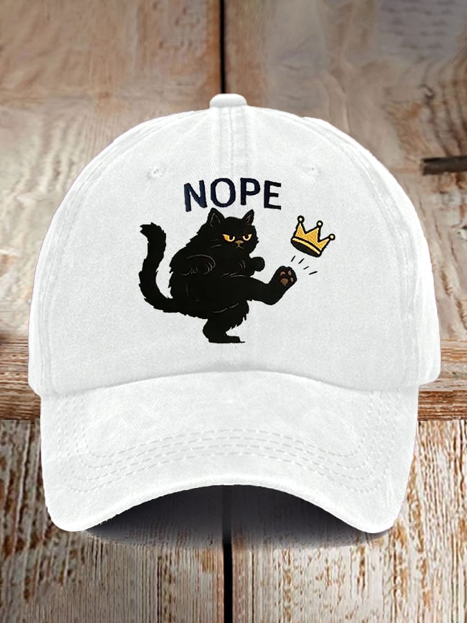 Retro No Kings In America Cat Crown Nope Baseball Cap