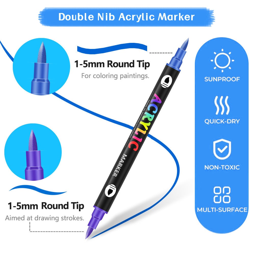 🔥Last Day Promotion 48% OFF-🎁-Dual Tip Acrylic Paint Pen Marker - 24/48/72 Colours