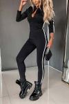 Women's Athletic Slim Side Web Half-Zip Jumpsuit