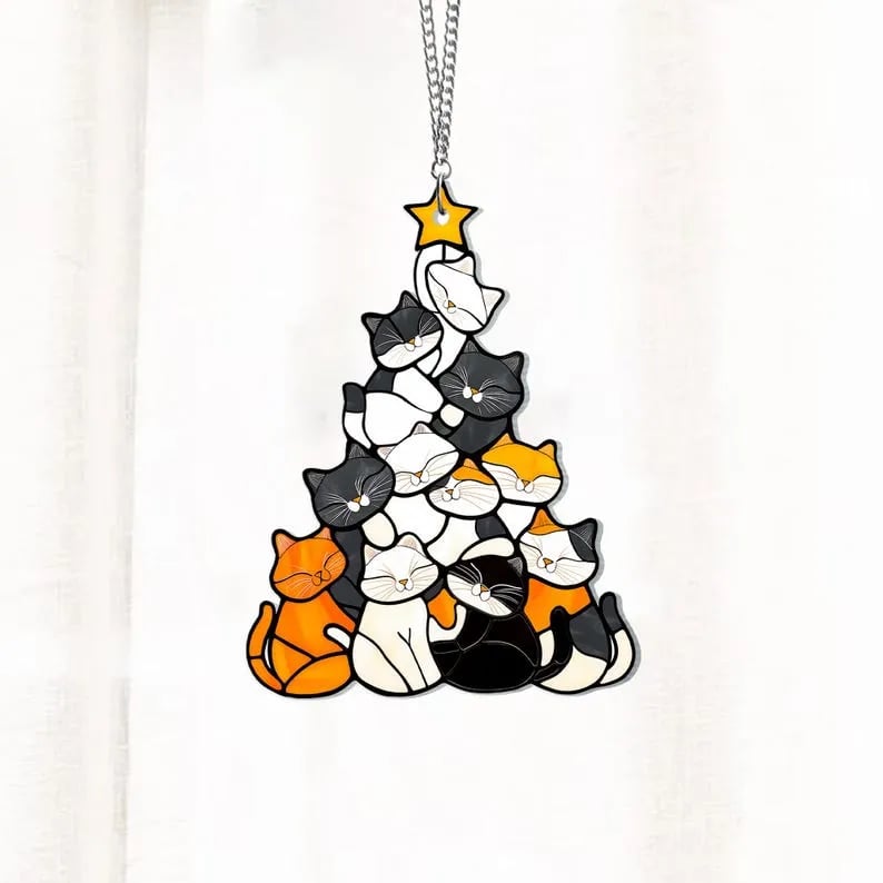 🌲Early Christmas Sale 48% OFF😻Cat Christmas Tree Suncatcher Ornament