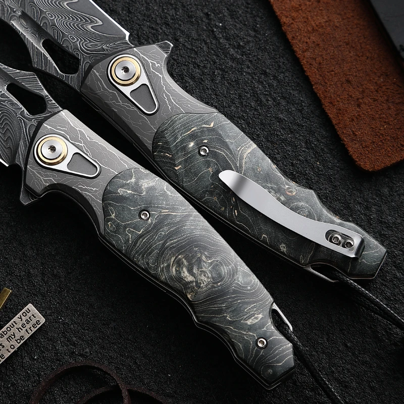 Handmade Damascus Steel Pocket Knife | Men’s EDC Survival Blade