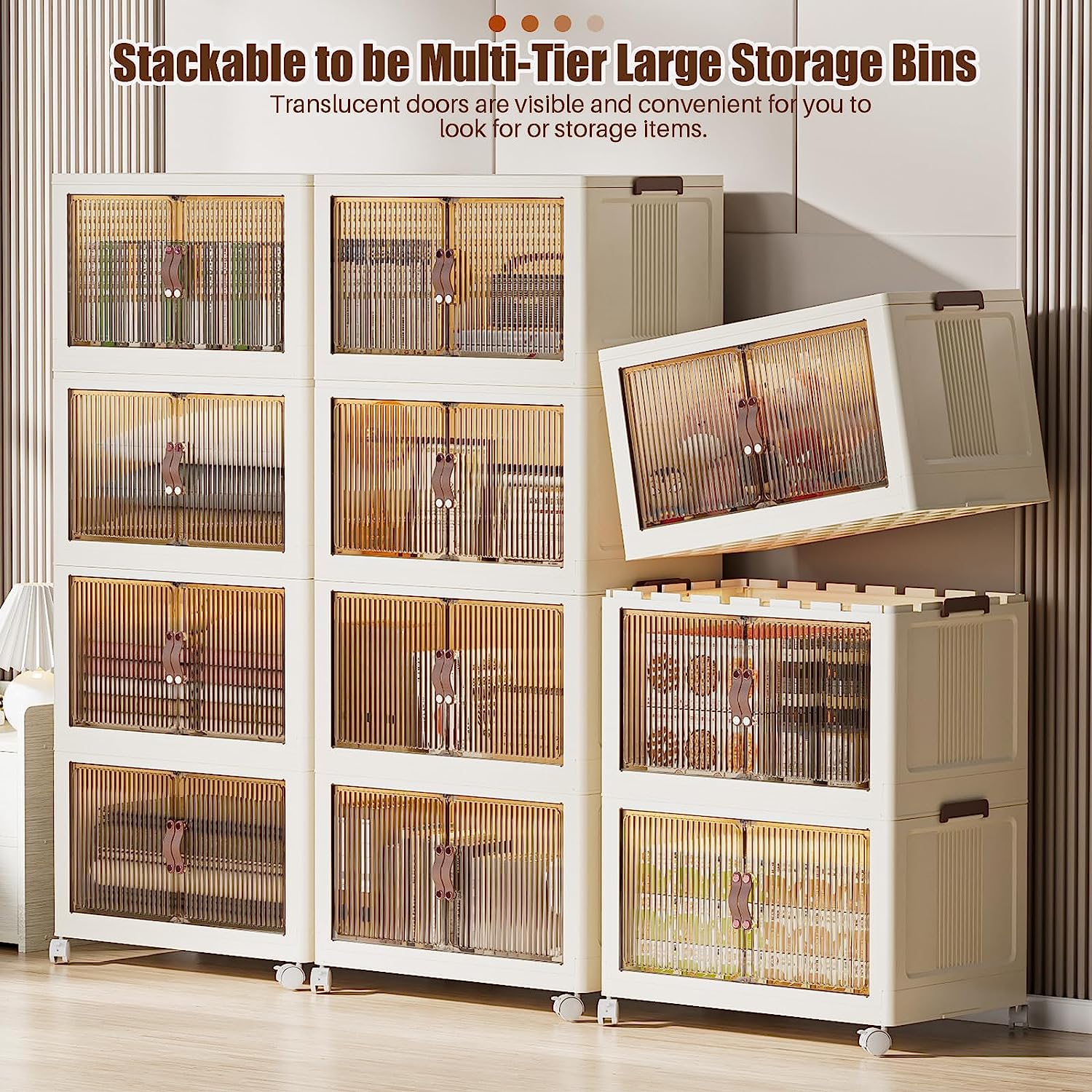 🔥5th item FREE-Stackable Storage Bins with Lids and Doors