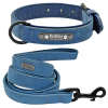 Personalized, Custom Engraved Leather Dog Collar & Leash Set