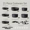 CAROTE 11pcs Pots and Pans Set Non Stick, Cookware Sets Detachable Handle, RV Kitchen Set Removable Handle, Oven Safe, Induction Ready, Stackable Non-stick Set, Cream White