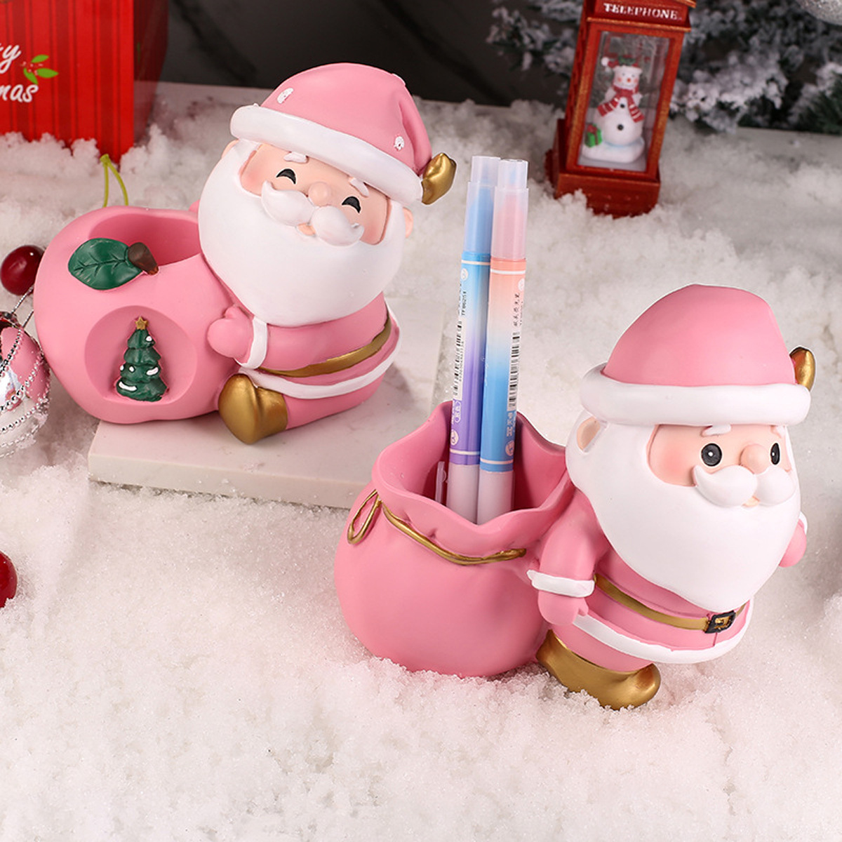 🎄Christmas Sale 49% OFF-Santa Figurines Desk Organizer Makeup Brush Holder